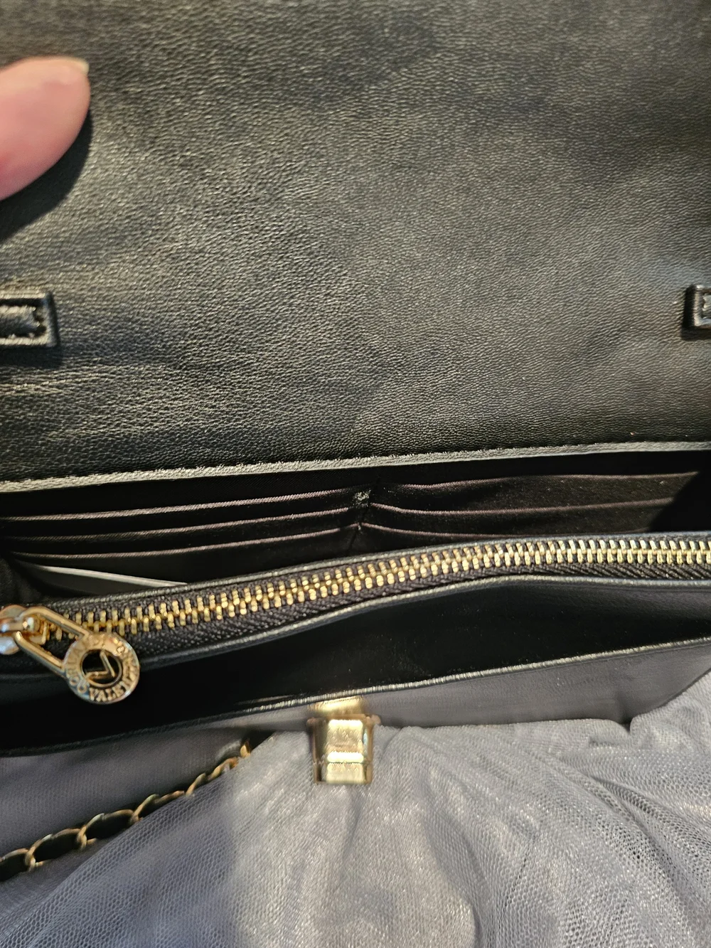 Valentino Orlandi Black Quilted Crossbody with Gold Chain Strap